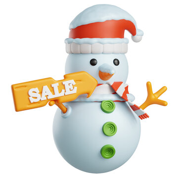 Christmas Snowman Sale 3D Illustration