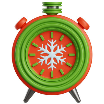 Christmas Snowflake Alarm Clock 3D Illustration