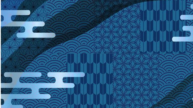 Traditional Japanese Blue Patterned Texture 4K