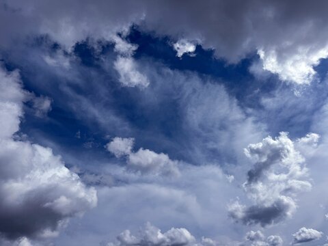 Cloudy sky with puffy clouds 