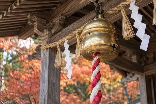 神社の鈴と鈴緒