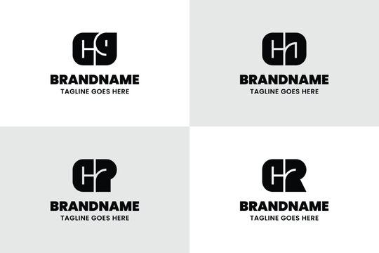 Letters CG CJ CP CR Monogram Bold Logo Set, for GC JC PC RC Initials Brand