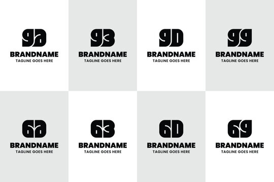 Letters GA GB GD GG Monogram Bold Logo Set, for AG BG DG GG Initials Brand