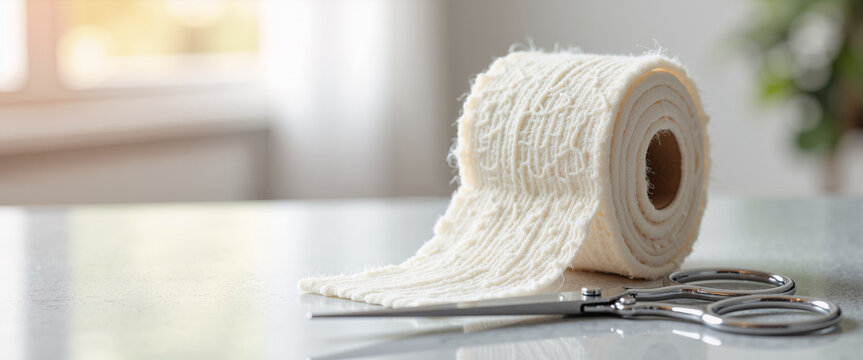 Medical wrap and cutting tool for first aid education and clinic website design