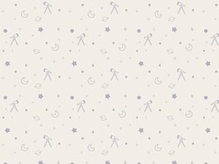 Minimalist Astrology and Astronomy Line Art Seamless Pattern on Soft Beige Background © Yunita
