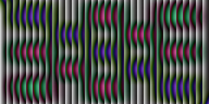 Vertical stripes with wavy gradients in green, purple, and magenta