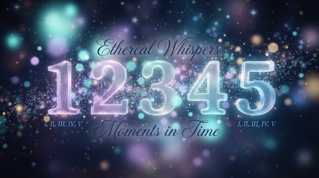 A vibrant abstract display of glowing numbers one two three four and five set against a dark backdrop with soft bokeh lights and colorful gradients
