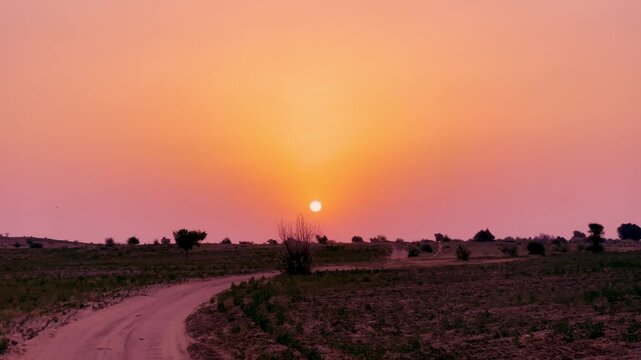 Beautiful glorious morning of Desert national Park Jaisalmer, Rajasthan