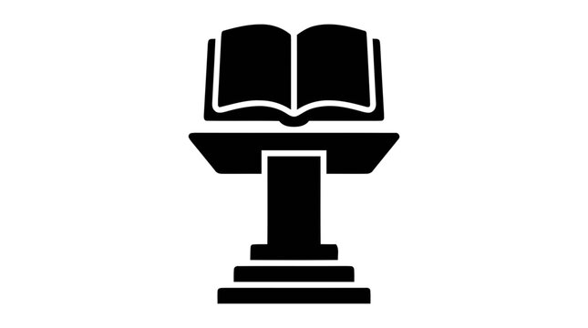 Vector illustration of open book on a lectern or pedestal icon on a transparent background