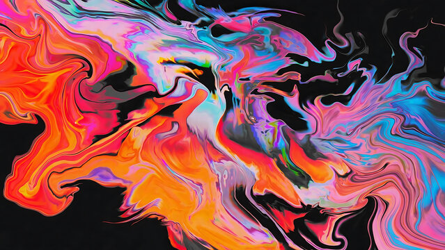 Abstract digital art with vibrant swirling colors and dynamic shapes illustration