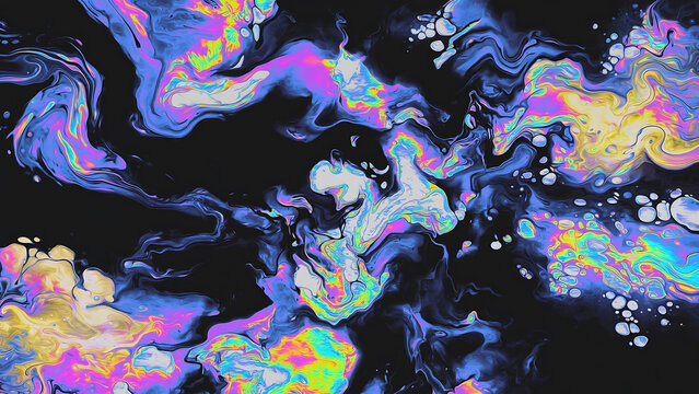 Abstract digital art with vibrant cosmic swirls and glowing shapes illustration