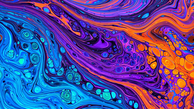 Abstract colorful digital art with vibrant swirling patterns and glowing dots illustration