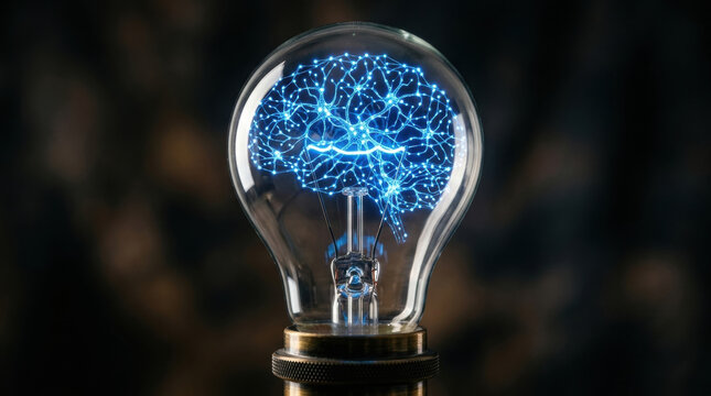 Artificial intelligence concept with brain network inside light bulb symbolizing workforce and automation innovation