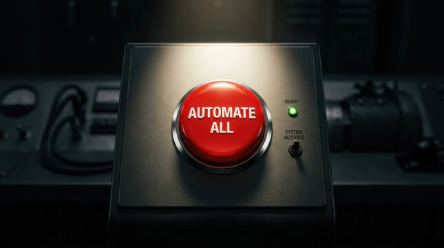 Automate button control panel symbolizes workforce efficiency and automation driving productivity industrial environment with modern technology
