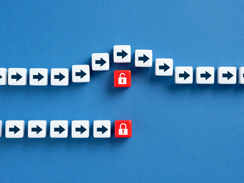 Finding solution bypassing locked obstacle with arrows, overcoming obstacles