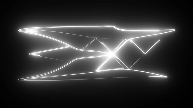 White Neon Geometric Network with Intersecting Lines