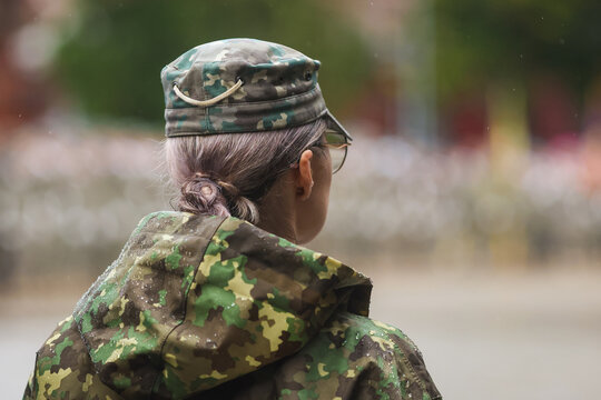 Female soldier from the Romanian army during a military ceremony