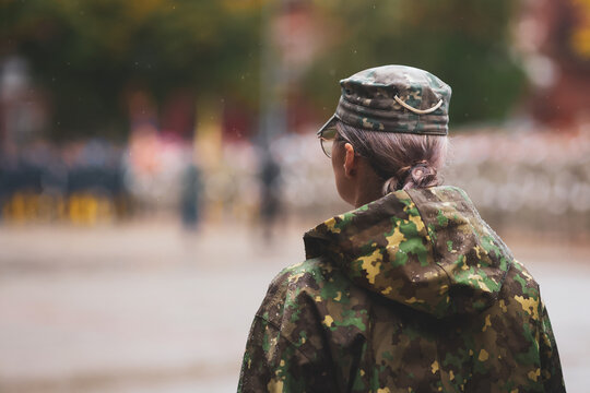 Female soldier from the Romanian army during a military ceremony