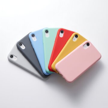 Set of colorful smartphone cases isolated on white background