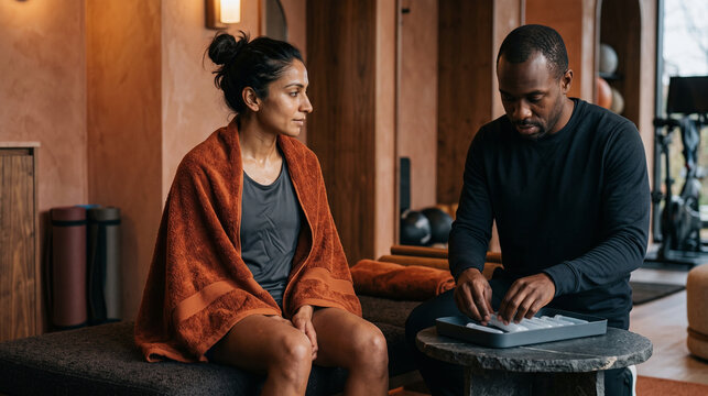 Post-interval recovery consultation with a sports scientist