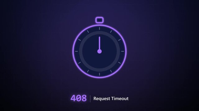 Request Timeout Error Screen Animated Neon Stopwatch Graphic