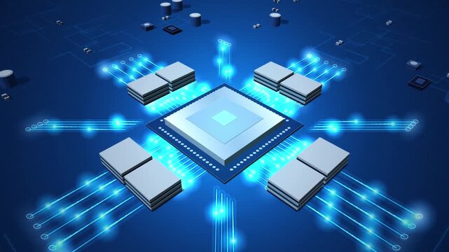 Digital microchip processor on circuit board processing data for financial computing balance