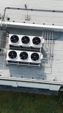 Vertical view. Commercial building rooftop air conditioning equipment