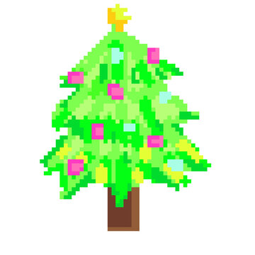 christmas tree pixel illustration png