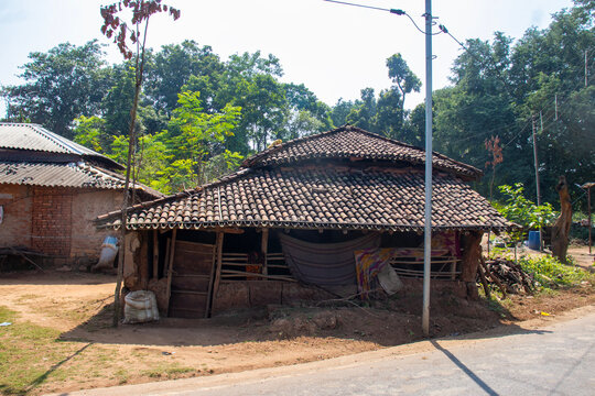 Traditional Tribal House in the Forested Ayodhya Hills of Purulia, West Bengal, India