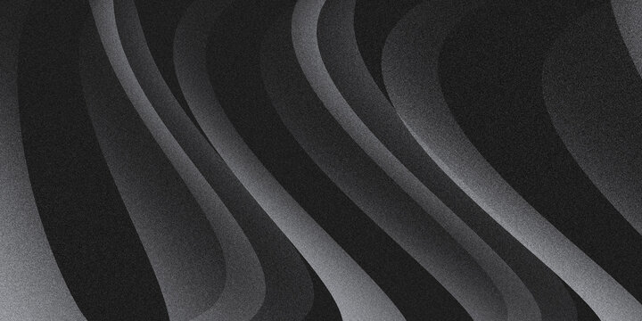 Monochrome parallel wave stripe pattern with grainy noise texture background