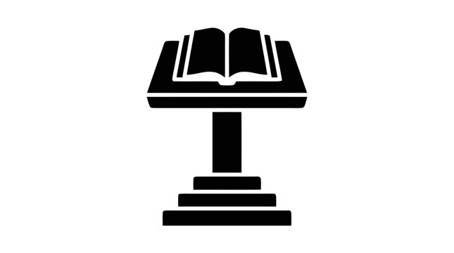Vector illustration of open book on lectern icon on a transparent background