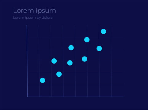 Predictive analytics insight correlation graph dark chart template. Algorithm processing results. Tech telemetry. Presentation report. Statistics infographic. Data visualization. Flat vector design