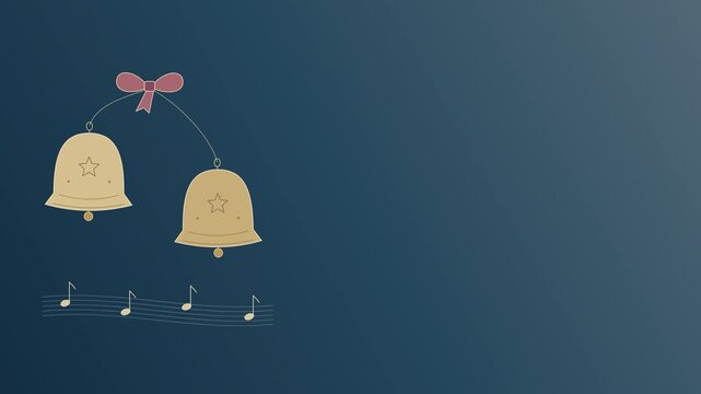Christmas slideshow with golden bells and festive cookies followed by a geometric tree in a minimalist flat vector animation with gradient backgrounds and open copy space for holiday greetings