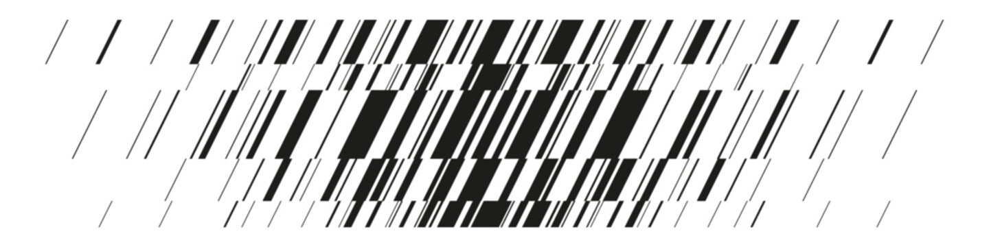 Abstract Black and White Diagonal Stripes with Fragmented Lines and Geometric Glitch Effect. Vecror texture background.