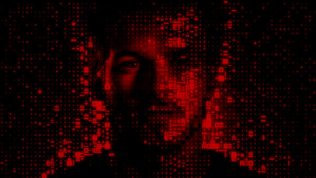 Man's Face made of Digital Code, illustrating Bot Detection Concept.