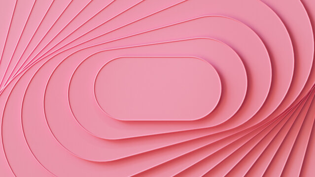 Detail View of Pink Rotating Capsule Pattern. Modern 3D Background with copy-space.