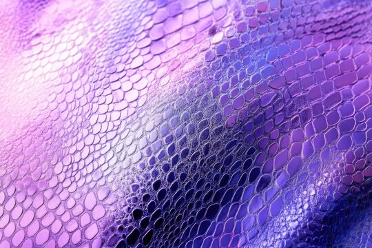 Iridescent violet color gradient snake skin texture with holographic effect