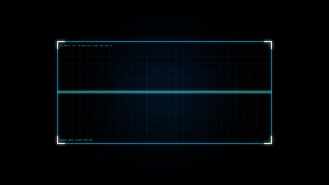 Futuristic hud target lock interface overlay with scanning grid