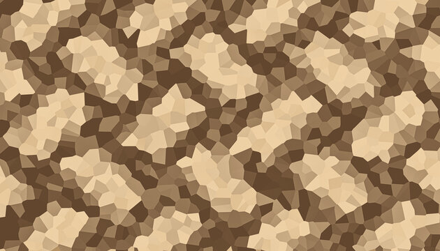 Abstract camouflage seamless background texture, brown beige military camo pattern wallpaper, geometric low poly desert camouflage backdrop, tactical army style camouflage design surface