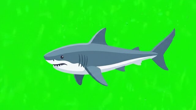 great white shark on green screen