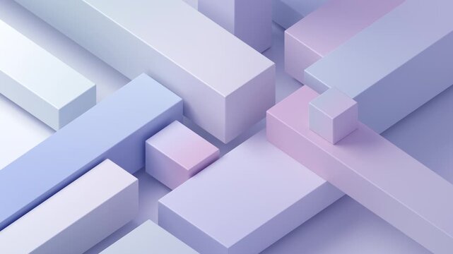 Pastel isometric blocks gently shifting, minimal geometric background, seamless loop, 3d rendered animation