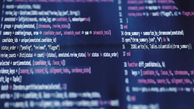 Chromosome summary code appears across blue editor panes