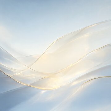 Elegant Translucent Gold Waves Flowing Gracefully Over a Soft Blue Gradient Background for Branding