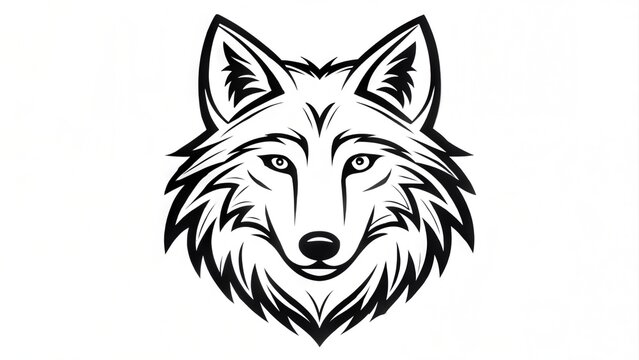 Simple Wolf Head line Art Vector Illustration