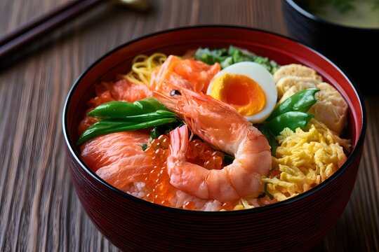 エビと卵で彩った華やかなちらし寿司