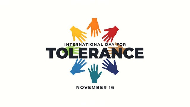 International day for tolerance on november 16 with colorful hands forming a circle