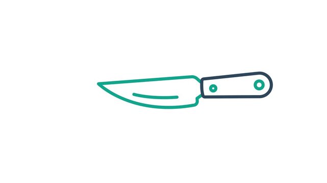 Knife icon animation. Animation related to dining. Suitable for user interface, provide visual feedback and more. Alpha channel, transparent background