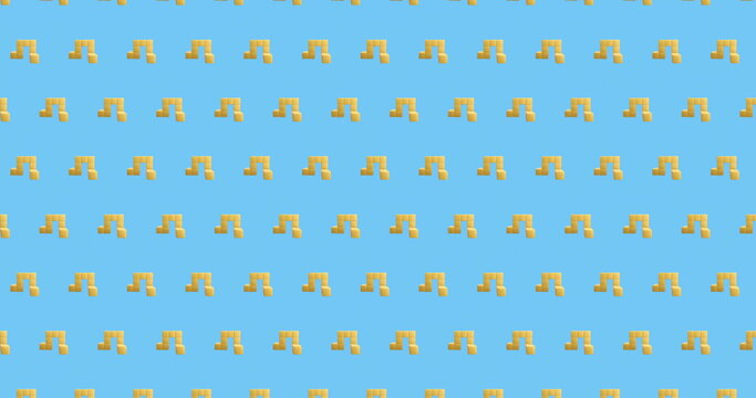Seamless pattern of yellow musical notes on blue background, creating retro vibe