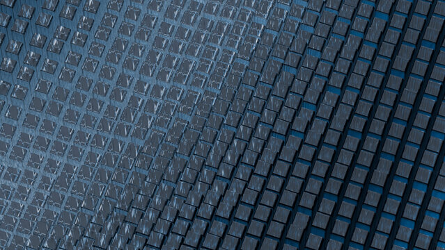 Abstract blue 3d blocks geometric pattern digital illustration
