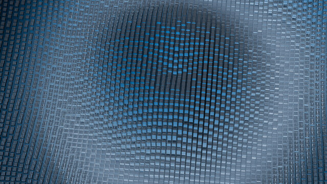Blue 3d cubes arranged in repeating geometric pattern